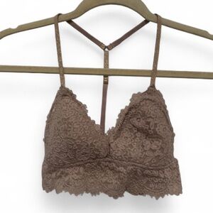 Aerie Dusty Pink Lace Glittery Straps Bralette Size Medium